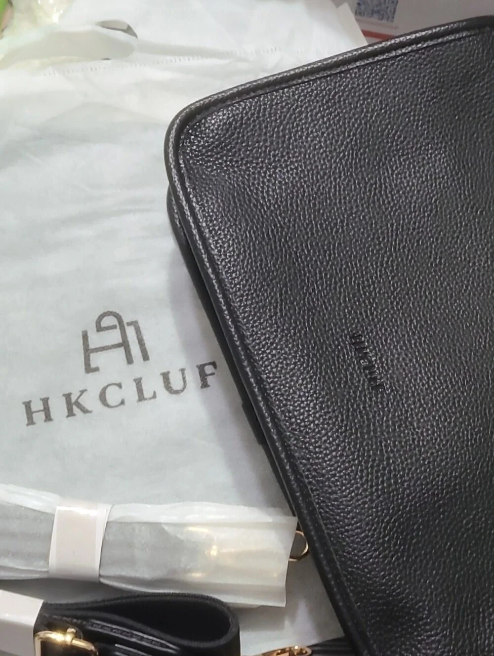 HKCLUF Vegan Leather Crossbody Bag with Interchangeable Straps - Black